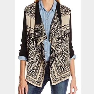 Lucky Brand Tribal Print Waterfall Cardigan. XS.